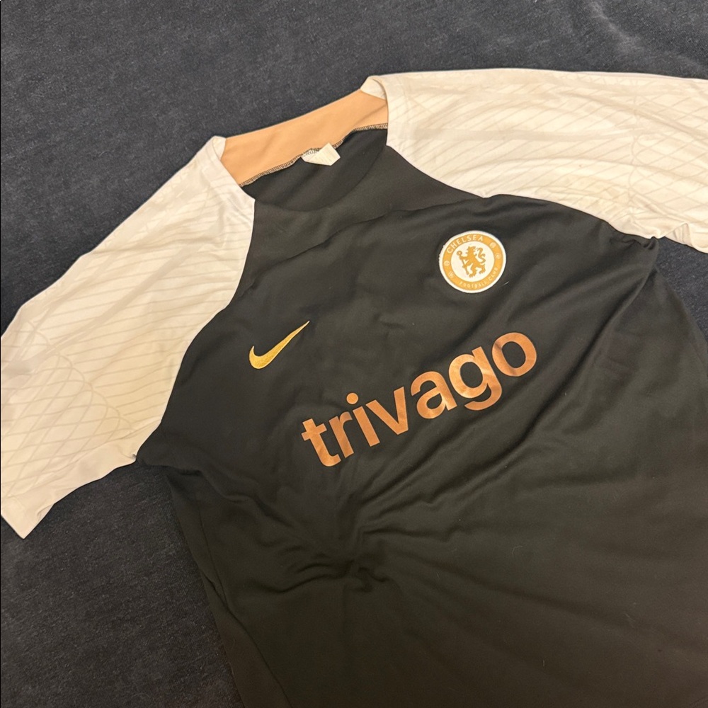 Nike Kids Black and Cream Chelsea FC Jersey